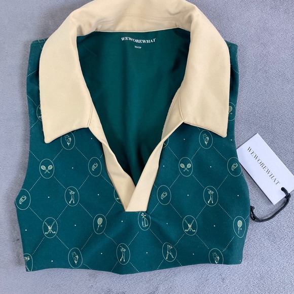 WeWoreWhat Other - WeWoreWhat Polo Bra Vintage Green Canvas Sports Icons Print XS NWT